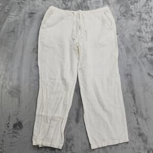 Cubavera Pants Mens XL White Natural Linen Blend Drawstring Straight Pockets